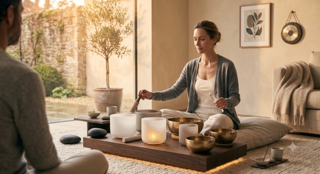Sound healing therapy supporting nervous system regulation and coherence