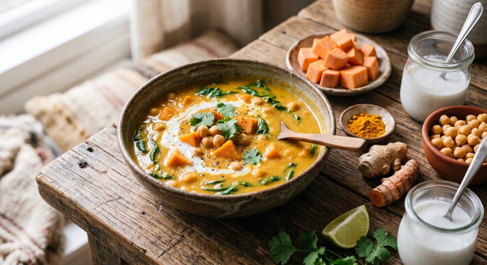 Coconut Sweet Potato Chickpea Nourishment Soup