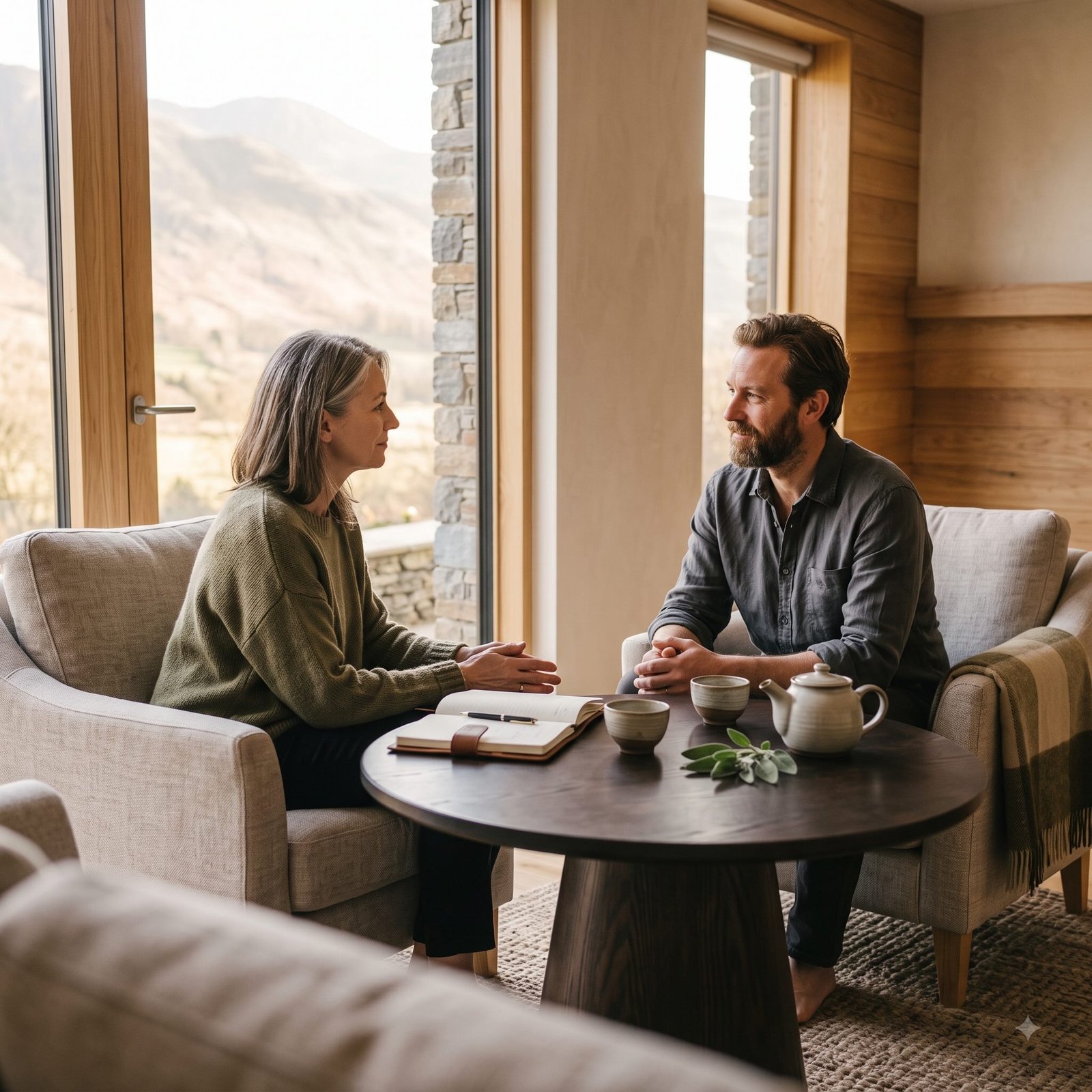 Private wellness consultation between a client and personal coach
